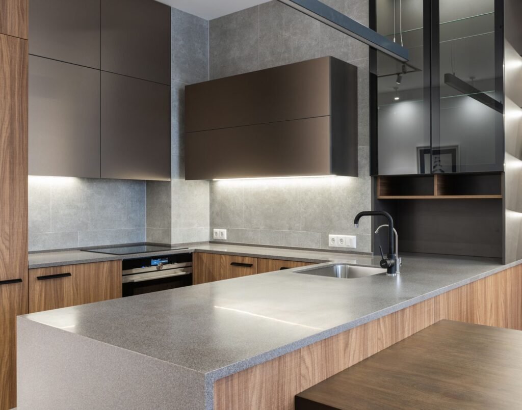 Custom kitchen cabinetry detail with warm wood tones